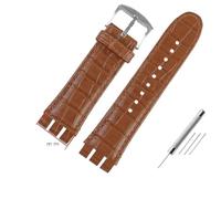 NBCNZCTSAS 23MM Leather Watchbands Fit For Swatch Fit For IRONY YOS440 YOS449 448 447 401G Men Watch Strap Steel Clasp Bracelet With Tools(Lightbrown-silver)