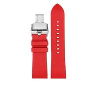 NBCNZCTSAS 23mm Quick release wristband Men's Fit For Casio PRW-6900Y PRW-6800Y PRW60 watchband Waterproof fluoro rubber silicone watch strap(Red-steel Folding)