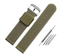 NBCNZCTSAS 24MM Bracelet Fit For Dw Fit For Tissot Fit For Seiko No.5 Fit For Casio Fit For Seagull Duck Watch Strap Men's And Women's Soft Nylon Canvas Watchband(Army green-silver,20mm)