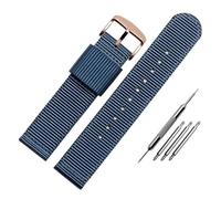 NBCNZCTSAS 24MM Bracelet Fit For Dw Fit For Tissot Fit For Seiko No.5 Fit For Casio Fit For Seagull Duck Watch Strap Men's And Women's Soft Nylon Canvas Watchband(Blue-rose gold,18mm)