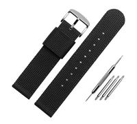 NBCNZCTSAS 24MM Bracelet Fit For Dw Fit For Tissot Fit For Seiko No.5 Fit For Casio Fit For Seagull Duck Watch Strap Men's And Women's Soft Nylon Canvas Watchband(Balck-silver,22mm)