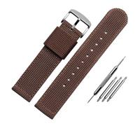 NBCNZCTSAS 24MM Bracelet Fit For Dw Fit For Tissot Fit For Seiko No.5 Fit For Casio Fit For Seagull Duck Watch Strap Men's And Women's Soft Nylon Canvas Watchband(Brown-silver,24mm)