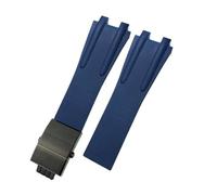 NBCNZCTSAS 26mm Silicone Rubber Steel Folding Buckle Watch Band Fit For Ulysse Nardin Blue Black Brown Sport Strap Accessories(Blue Black buckle)