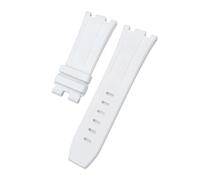 NBCNZCTSAS 28mm 30mm FKM Fluororubber Watchband Fit For AP Fit For Audemars Belt Fit For Piguet Fit For ROYAL OAK OFFSHORE 15710 15703 Watch Strap Bracelet(White,30MM_NO BUCKLE)