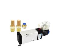 NBCNZCTSAS 4M310-10 5 Way 2 Position Inner Guard Plate Connection Solenoid Air Valve G3/8" AC220V DC24V Electronic Switch Battery(with 6mm Fittings,AC220V)