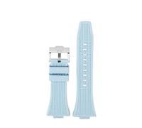 NBCNZCTSAS 6 colour Fit For Tissot PRX men's watch band Super Player T137.407 T137.410 waterproof silicone watch strap Metal buckle accessories(Light blue -Silver)