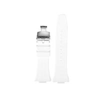 NBCNZCTSAS 6 colour Fit For Tissot PRX men's watch band Super Player T137.407 T137.410 waterproof silicone watch strap Metal buckle accessories(White- Folding)