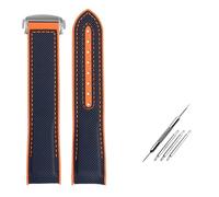NBCNZCTSAS 8 colors Curved end Strap Fit For Omega Fit For Seamaster 300 Fit For Ocean Speedmaster 8900 Fit For Planet Ocean 20m 22mm Fabric Nylon Rubber Men WatchBand(Blue orange-silver,22mm)