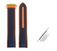 NBCNZCTSAS 8 colors Curved end Strap Fit For Omega Fit For Seamaster 300 Fit For Ocean Speedmaster 8900 Fit For Planet Ocean 20m 22mm Fabric Nylon Rubber Men WatchBand(Blue orange gold,22mm)
