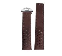NBCNZCTSAS Black 22mm Leather Bracelet Watch Strap Fit For Tag Heuer Fit For Carrera Series Porsche Fit For Co-branded Brown Watchband(B-Dark brown-silve)