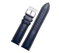 NBCNZCTSAS Black Bracelet Fit For Fossil FS4735 FS4812 ME3052 3054 Fashion Business Waterproof Leather Men's Watch Strap 22mm Watchband(Blue-silver-a)