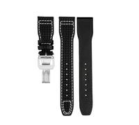 NBCNZCTSAS Carbon Fiber Pattern Leather Strap Fit For IWC Fit For Pilot Series IW377903 IW389108 Leather Watchbands 20mm 21mm 22mm Men Bracelet(03-silver bucke-04,21mm)