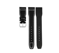 NBCNZCTSAS Carbon Fiber Pattern Leather Strap Fit For IWC Fit For Pilot Series IW377903 IW389108 Leather Watchbands 20mm 21mm 22mm Men Bracelet(03-silver bucke,20mm)