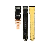 NBCNZCTSAS Carbon Fiber Pattern Leather Strap Fit For IWC Fit For Pilot Series IW377903 IW389108 Leather Watchbands 20mm 21mm 22mm Men Bracelet(01-rose gold,22mm)