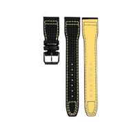 NBCNZCTSAS Carbon Fiber Pattern Leather Strap Fit For IWC Fit For Pilot Series IW377903 IW389108 Leather Watchbands 20mm 21mm 22mm Men Bracelet(01-black bucke,21mm)