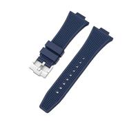 NBCNZCTSAS Convex End Strap Fit For Tissot PRX Series T137.407/T137.410 Super Player Men Rubber Silicone Quick Release Watch Band 12mm*26mm(Royal blue Silver)