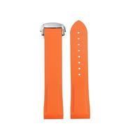 NBCNZCTSAS Curved End Rubber WatchBand 20mm 22mm Fit For Hamilton Fit For Kaki Navy Fit For Frogman H777050 H778050 H77805335 Strap Diving Silicone Bracele(Orange silver clasp,22mm)