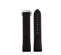 NBCNZCTSAS Curved End Rubber WatchBand 20mm 22mm Fit For Hamilton Fit For Kaki Navy Fit For Frogman H777050 H778050 H77805335 Strap Diving Silicone Bracele(Black Red-silver,20mm)