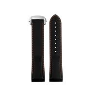 NBCNZCTSAS Curved End Rubber WatchBand 20mm 22mm Fit For Hamilton Fit For Kaki Navy Fit For Frogman H777050 H778050 H77805335 Strap Diving Silicone Bracele(Black orange-silver,22mm)