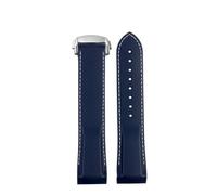 NBCNZCTSAS Curved End Rubber WatchBand 20mm 22mm Fit For Hamilton Fit For Kaki Navy Fit For Frogman H777050 H778050 H77805335 Strap Diving Silicone Bracele(Blue white-silver,22mm)