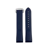 NBCNZCTSAS Curved End Rubber WatchBand 20mm 22mm Fit For Hamilton Fit For Kaki Navy Fit For Frogman H777050 H778050 H77805335 Strap Diving Silicone Bracele(Blue silver clasp,22mm)