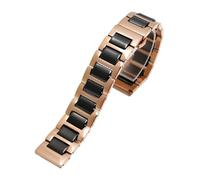 NBCNZCTSAS Fashion Flat Mouth Fine Steel Room Ceramic Watchband 15 16mm Fit For Huawei B2 B3 B5 B6 Strap Men's and Women's Business Watch Chain(Rose gold-black,B3-16mm)