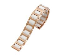 NBCNZCTSAS Fashion Flat Mouth Fine Steel Room Ceramic Watchband 15 16mm Fit For Huawei B2 B3 B5 B6 Strap Men's and Women's Business Watch Chain(Silver-rose gold,B3-16mm)