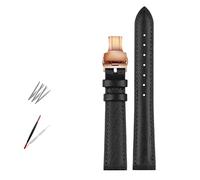 NBCNZCTSAS Fashion Leather Watch Band Fit For Armani Fit For Timex Fit For Gucci Fit For Fossil Fit For Casio Watch Strap Women Bracelet 10 12mm 14mm 16mm 18mm(Black-rose gold-B,12mm)