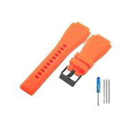 NBCNZCTSAS Fit For Bell Ross BR01 BR03 Series Breathable Skin Friendly Silicone Watchbands With Good Texture 24mm(Orange-BK-K3,24mm)