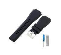 NBCNZCTSAS Fit For Bell Ross BR01 BR03 Series Breathable Skin Friendly Silicone Watchbands With Good Texture 24mm(Black-ST-K3,24mm)