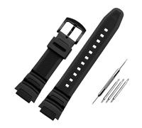NBCNZCTSAS Fit For Casio nylon Watch strap AE-1200WH SGW-300/400H/500H AQ-S810W AE-1000/1300 MRW-200H Convex 18mm Canvas Silicone Watchband(Silicone black black)