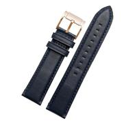 NBCNZCTSAS Fit For Fossil Retro Waterproof Leather Watch Strap For Men's Q Intelligent FTW1114 ME3110 FS5436 Series Watchband 20 22mm(B-blue-gold,24mm)