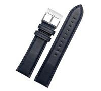 NBCNZCTSAS Fit For Fossil Retro Waterproof Leather Watch Strap For Men's Q Intelligent FTW1114 ME3110 FS5436 Series Watchband 20 22mm(B-blue-silver-01,24mm)