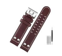 NBCNZCTSAS Fit For Hamilton Khaki Aviation Watch H77616533 H70615733 Watch Strap Leather Jazz Field Men WatchBand 20 22 Military Style(B Darkbrown white sk,20mm)