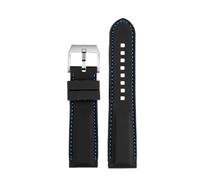 NBCNZCTSAS Fit For IWC Fit For Omega Fit For Longines Fit For Citizen Fit For Tissot men Silicone watchband 20mm 22mm waterproof men's watch Strap Black Blue soft Rubber band(Black Blue Silver,20mm)