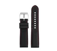 NBCNZCTSAS Fit For IWC Fit For Omega Fit For Longines Fit For Citizen Fit For Tissot men Silicone watchband 20mm 22mm waterproof men's watch Strap Black Blue soft Rubber band(Black red Silver,20mm)