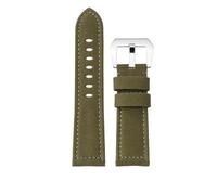 NBCNZCTSAS Fit For Panerai Fit For Fossil Fit For Breitling Double-sided Canvas Watchband 24mm Men's Retro Watch Strap Bottom Thickens Bracelet(B Army Green Silver)
