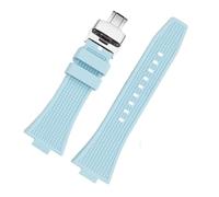 NBCNZCTSAS Fit For Tissot Fit For PRX Series Release Strap Super Player T137.407/410 Rubber Watch band Waterproof Silicone Bracelet Male 26 * 12MM(Light blue-silver a)