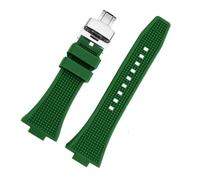 NBCNZCTSAS Fit For Tissot Fit For PRX Series Release Strap Super Player T137.407/410 Rubber Watch band Waterproof Silicone Bracelet Male 26 * 12MM(Green-silver a)