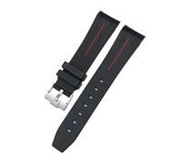 NBCNZCTSAS Fluororubber Watchband 19mm 20mm Bracelet Fit For Rolex Submariner Fit For Daytona Master Fit For GMT Watch Band Curved End Watch Strap(Black Red Silver,20mm)