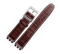 NBCNZCTSAS Leather Bracelet Fit For Swatch Watch Band 17mm 19mm Wrist Strap Pink Red black Watchbands Women man Watch belt Accessories(A-brown-w-1,17mm)