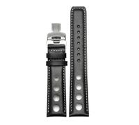 NBCNZCTSAS Leather bracelet Fit For Tissot 1853 Sports Watchband Fit For Racing PRS516 T91 1853 Top layer cowhide 20mm Fit For chopin strap accessories(Black-a-silver)