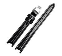 NBCNZCTSAS Leather Watch band Fit For Tissot Fit For Flamenco 1853 T094210 T0842 Women's strap Waterproof Glossy Notched bracelet 12mm(Black-silver)