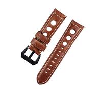 NBCNZCTSAS Leather Watch Strap Vintage Brown Black 20mm 22mm 24mm Belt For Man Three Holes Breathable Soft Band(Brown-black,22mm)