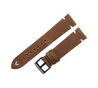 NBCNZCTSAS Leather Watchband 18mm 20mm 22mm Oil Wax Watch Straps Red Brown Handmade S Quick Release Bracelet Fit For Gear S3(Vintage Brown-black,18mm)
