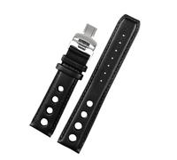 NBCNZCTSAS Leather watchband Fit For tissot 1853 Sports Racing Series PRS516 T91 T044 Soft strap 20mm Folding clasp bracelet(Black Silver,20mm)