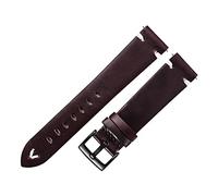 NBCNZCTSAS Leather Watchband Strap 18mm 20mm 22mm Quick Release Watch Belt Handmade Black Dark Brown Vintage Oil Wax(Wine Red-Black,19mm)