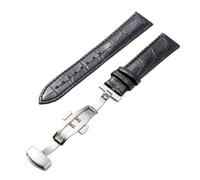 NBCNZCTSAS Leather Watchband With Clasp Bands Croco Bracelet Fit For Pulseira Watch Sized In 14 16 18 19 20 21 22 24 Mm(BLACK WHITE,20mm)