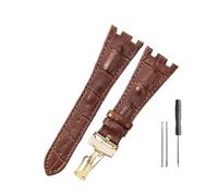 NBCNZCTSAS Leather Watchbands Fit For Audemars & Fit For Piguet Royal Oak 15710 26471 26474 28mm With Folding Buckle Watch Strap(Brown-Golden-Z1)