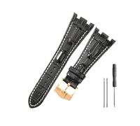 NBCNZCTSAS Leather Watchbands Fit For Audemars & Fit For Piguet Royal Oak 15710 26471 26474 28mm With Folding Buckle Watch Strap(Black white-Rose-K13)
